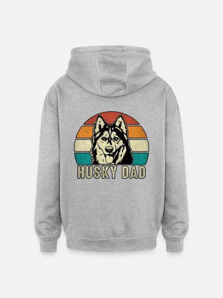 Husky Dad - Oversized Unisex Hoodie - heather grey