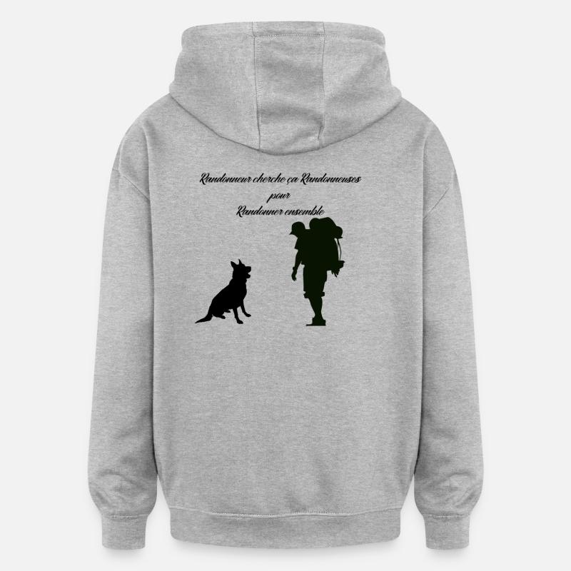 Wanderer sucht Wanderer - Oversized Unisex Hoodie - Grau meliert