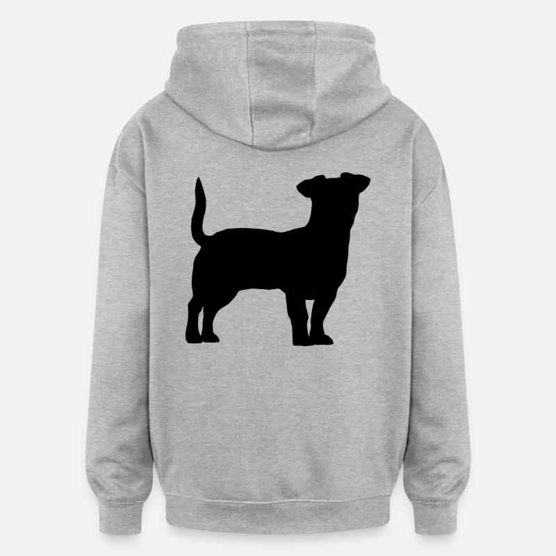 Jack Russell Terrier - Sweat à capuche oversize unisexe - gris chiné