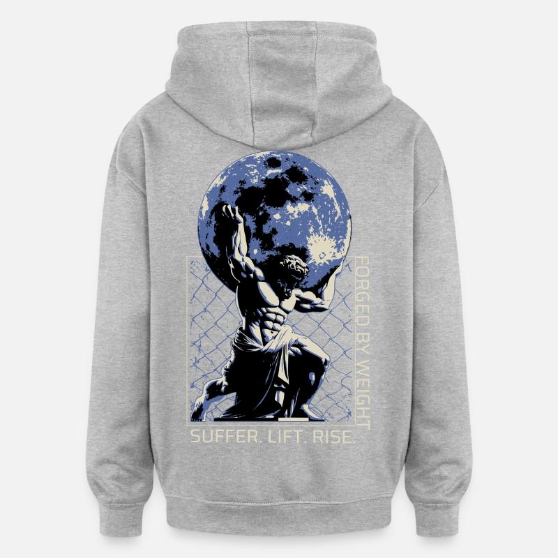 Graphique grec de Titan - Sweat à capuche oversize unisexe - gris chiné
