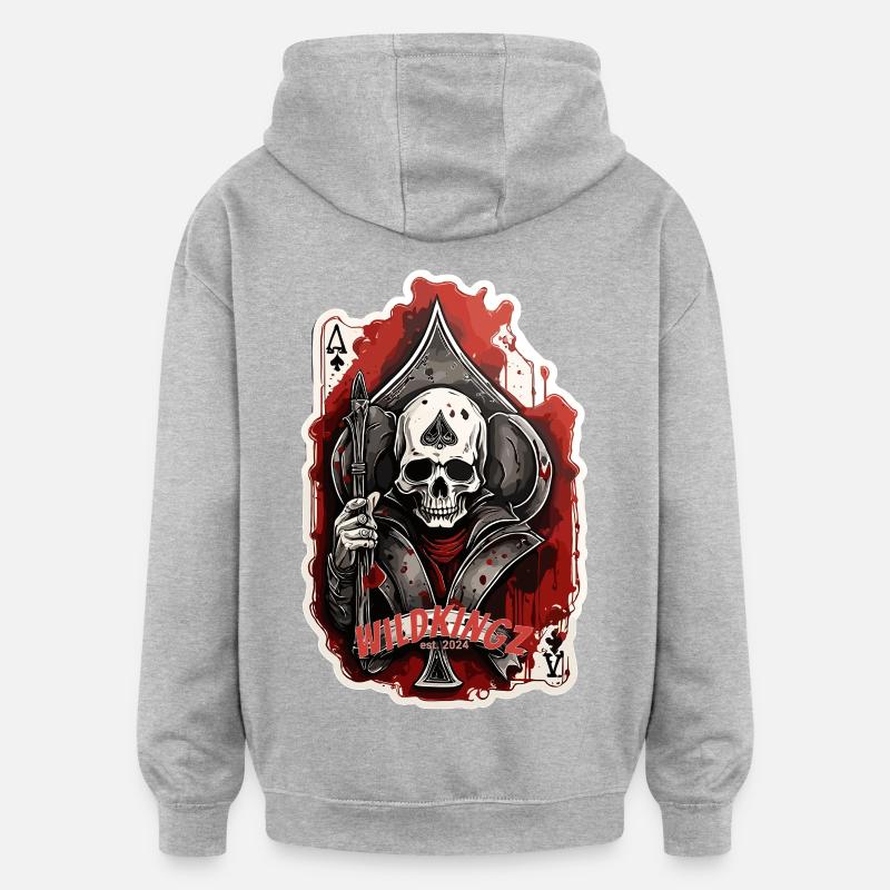 As de pique - Sweat à capuche oversize unisexe - gris chiné