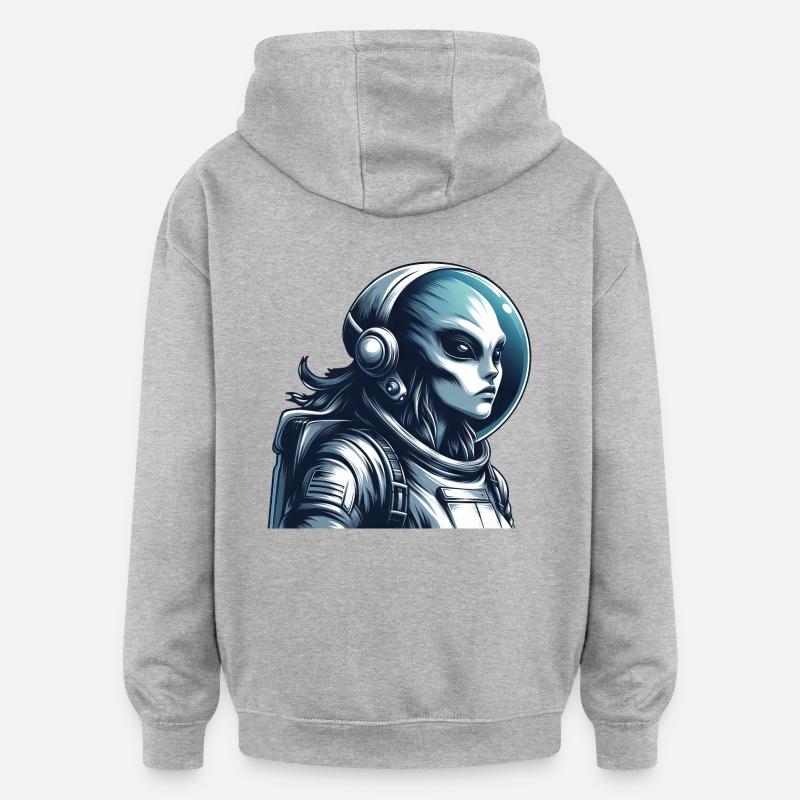 Exploration spatiale d’astronautes extraterrestres - Sweat à capuche oversize unisexe - gris chiné