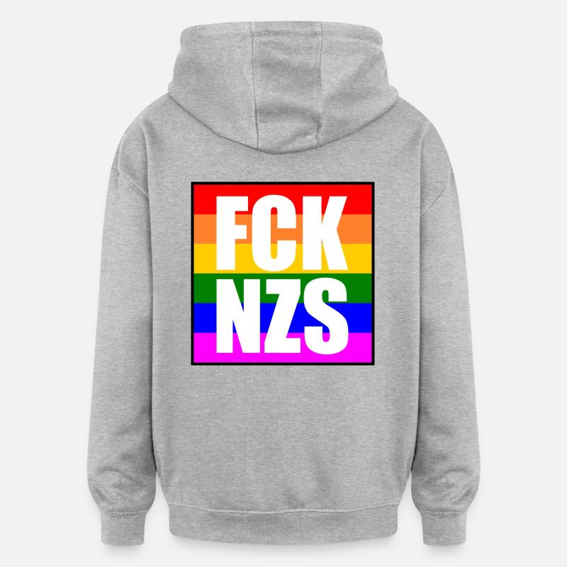 Fck nzs - Sweat à capuche oversize unisexe - gris chiné