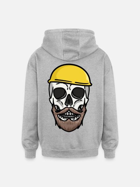 Ambachten Veiligheidshelm Schedel Bouwplaats werk Job - Oversized uniseks hoodie - grijs gemêleerd
