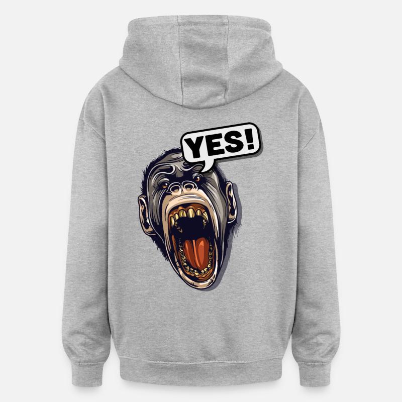 YES ! Singe primat Chimpanzé - Sweat à capuche oversize unisexe - gris chiné