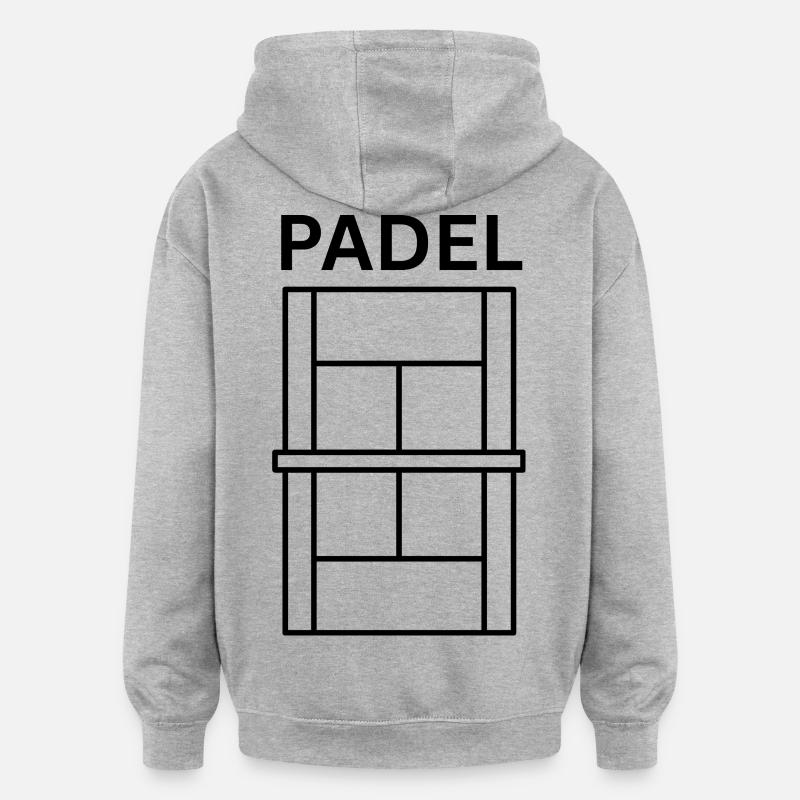 Terrain de padel - Sweat à capuche oversize unisexe - gris chiné