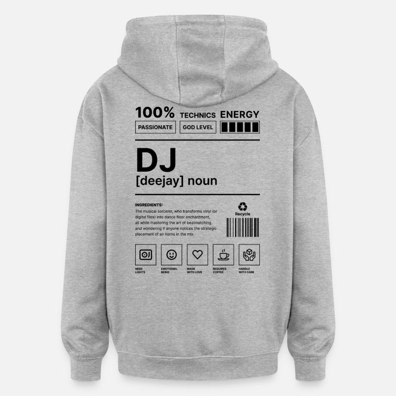 DJ Vibes Black - Sweat à capuche oversize unisexe - gris chiné