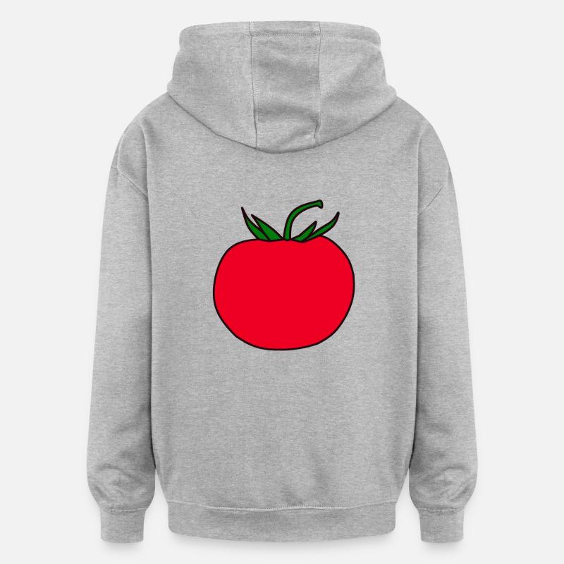 Minimal Tomate Design Geschenk - Oversized Unisex Hoodie - Grau meliert