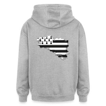 carte Bretagne drapeau Breizh - Sweat à capuche oversize unisexe - gris chiné - Dos - Noah (186cm)