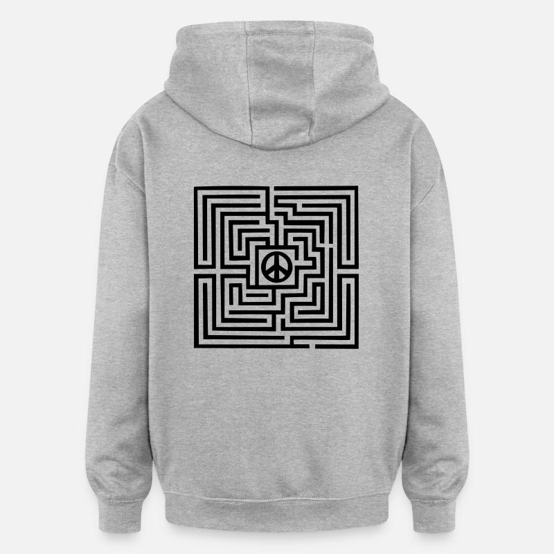 Paix - Peace - Sweat à capuche oversize unisexe - gris chiné