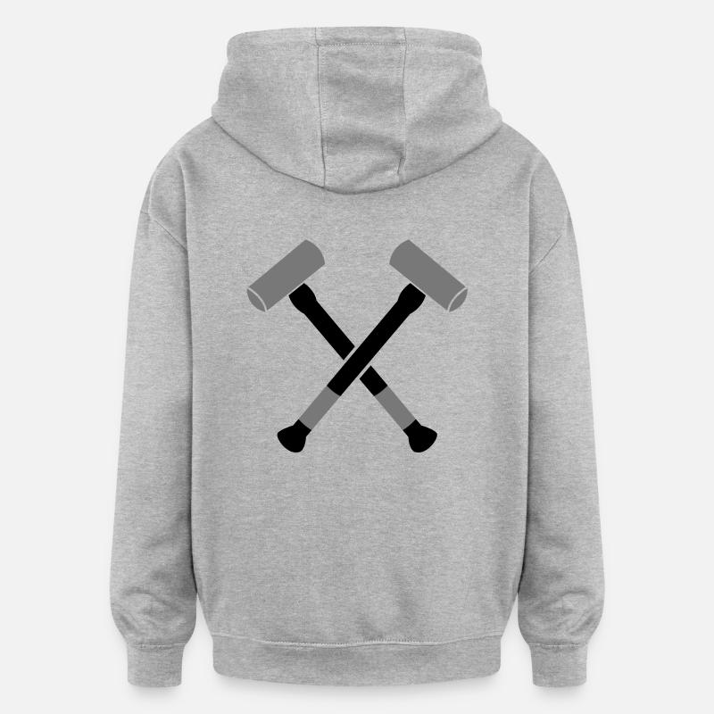 doubles marteaux de massue croisés - Sweat à capuche oversize unisexe - gris chiné
