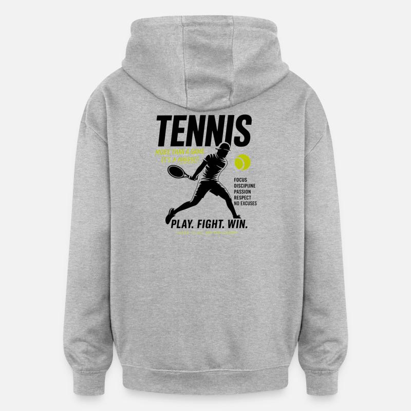 Mentalité du tennis - Sweat à capuche oversize unisexe - gris chiné