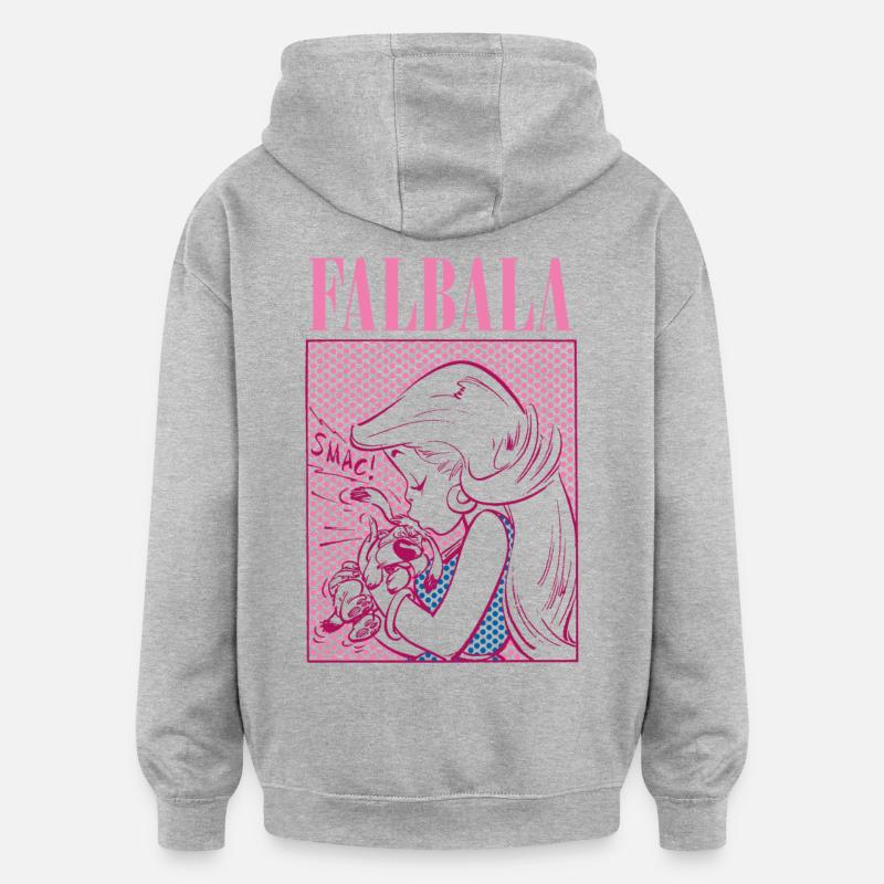 Astérix y Obélix Falbala besan a Idefix - Sudadera con capucha oversize unisex - gris jaspeado