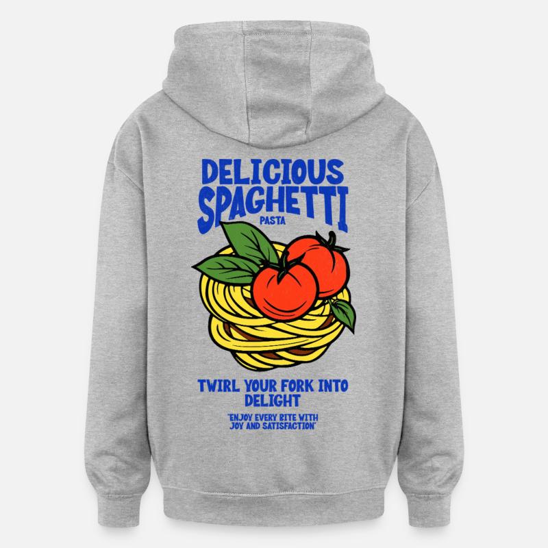 Délicieux délice spaghetti ! - Sweat à capuche oversize unisexe - gris chiné