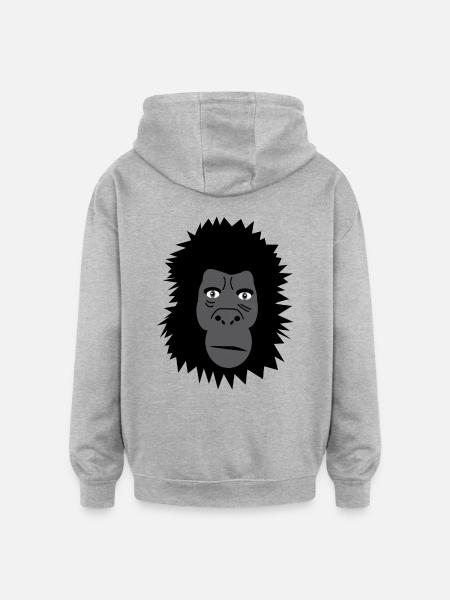 Gorilla - Oversized Unisex Hoodie - Grau meliert