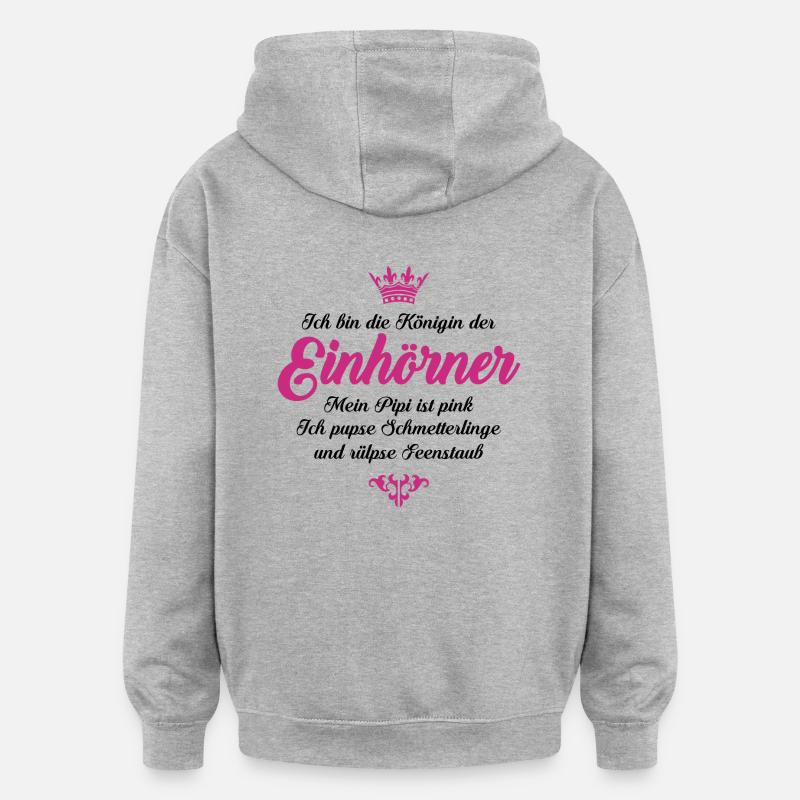 Königin der Einhörner - Oversized Unisex Hoodie - Grau meliert