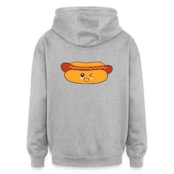 Saucisse à hot-dog - Sweat à capuche oversize unisexe - gris chiné - Dos - Noah (186cm)