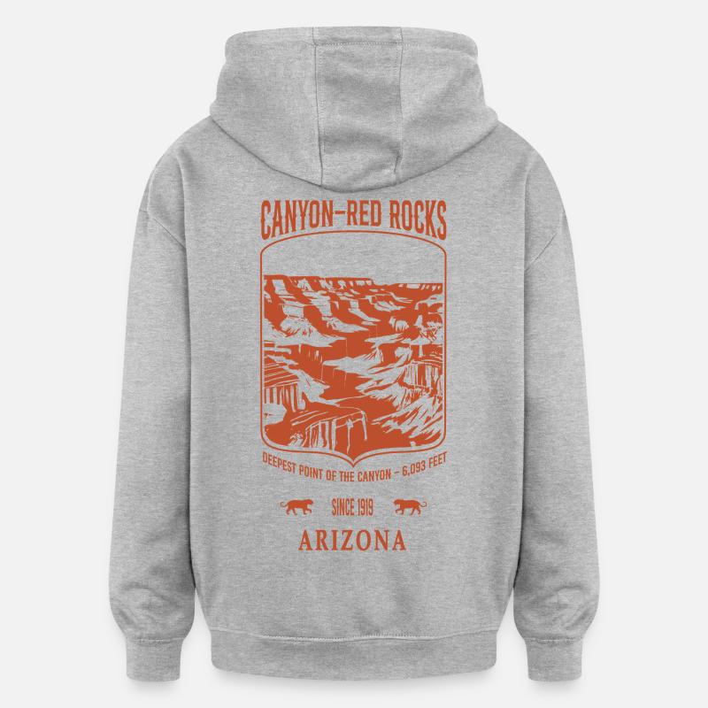 Canyon Arizona sable - Sweat à capuche oversize unisexe - gris chiné