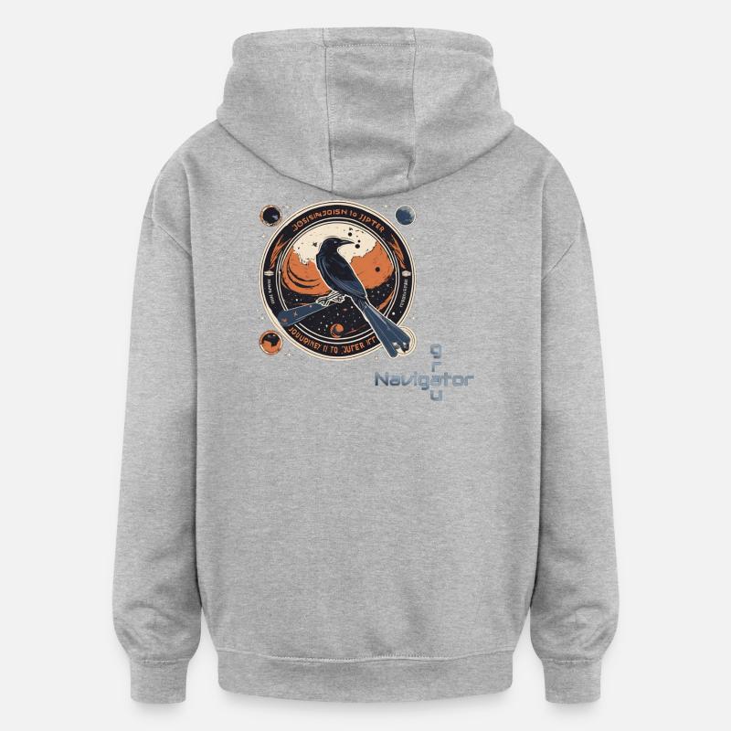 Raven_Mission_Patch_cutadd2 - Sweat à capuche oversize unisexe - gris chiné