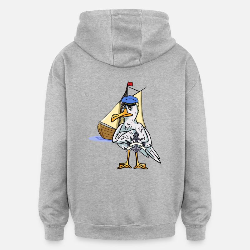 Marin Marin Navire Capitaine - Sweat à capuche oversize unisexe - gris chiné