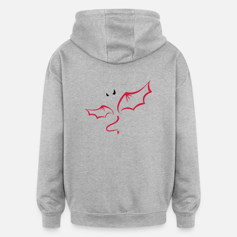 Teufel - Oversized Unisex Hoodie - Grau meliert