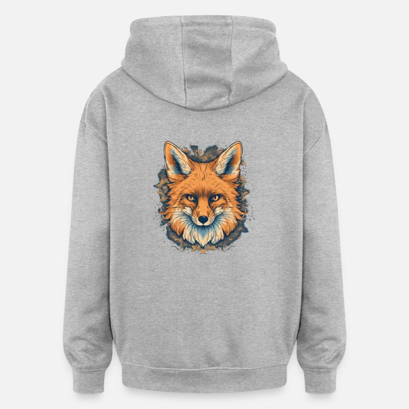 Fuchs - Oversized Unisex Hoodie - Grau meliert