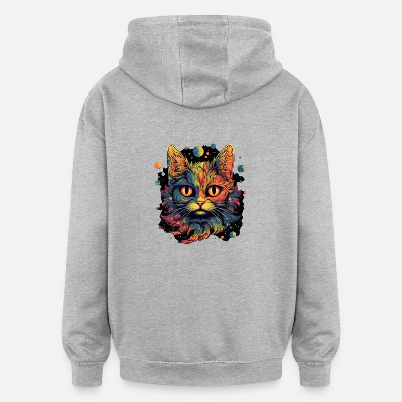 Chat - Sweat à capuche oversize unisexe - gris chiné
