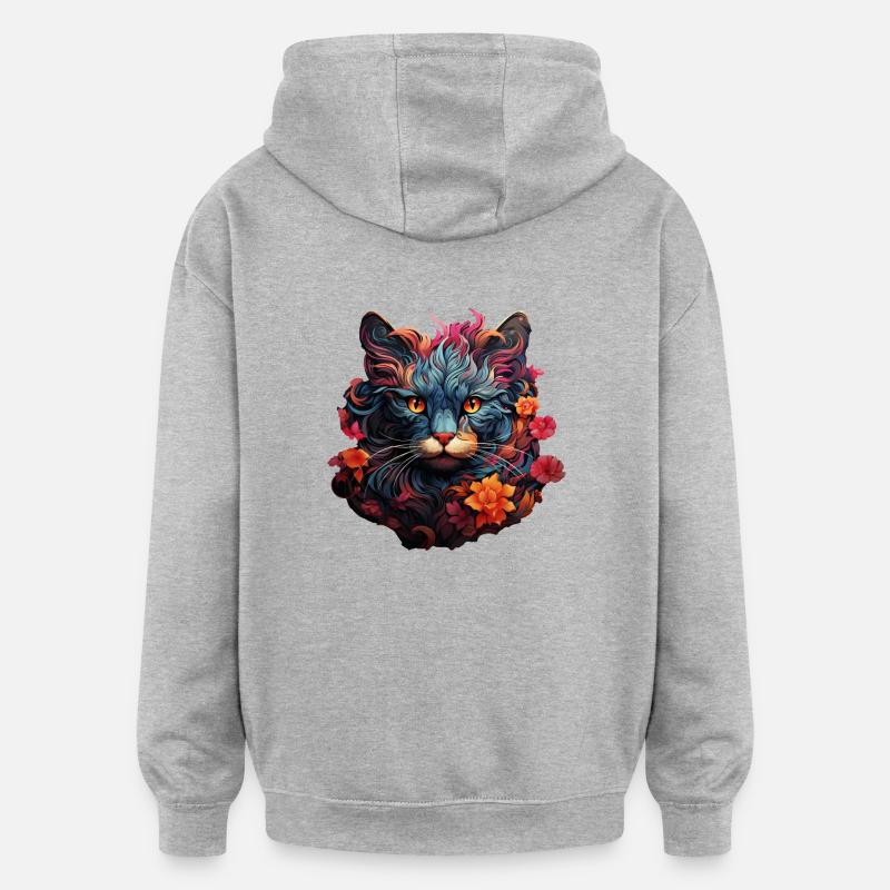 Katze - Oversized Unisex Hoodie - Grau meliert