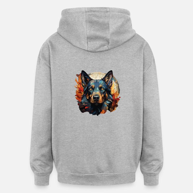 Chien - Sweat à capuche oversize unisexe - gris chiné