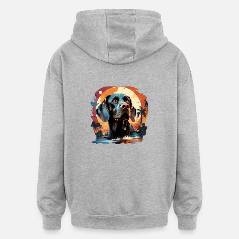 Chien - Sweat à capuche oversize unisexe - gris chiné