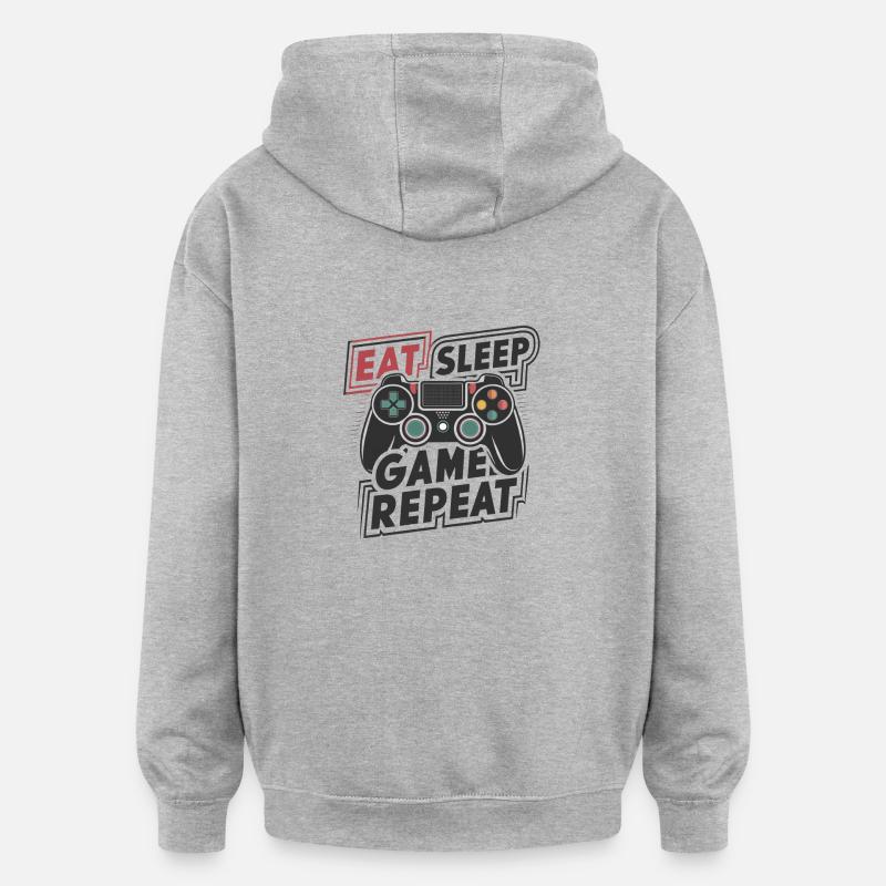 Eat, Sleep, Game, Repeat - Oversized Unisex Hoodie - heather grey