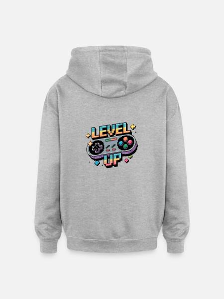 Level Up – Gaming Controller - Oversized Unisex Hoodie - heather grey