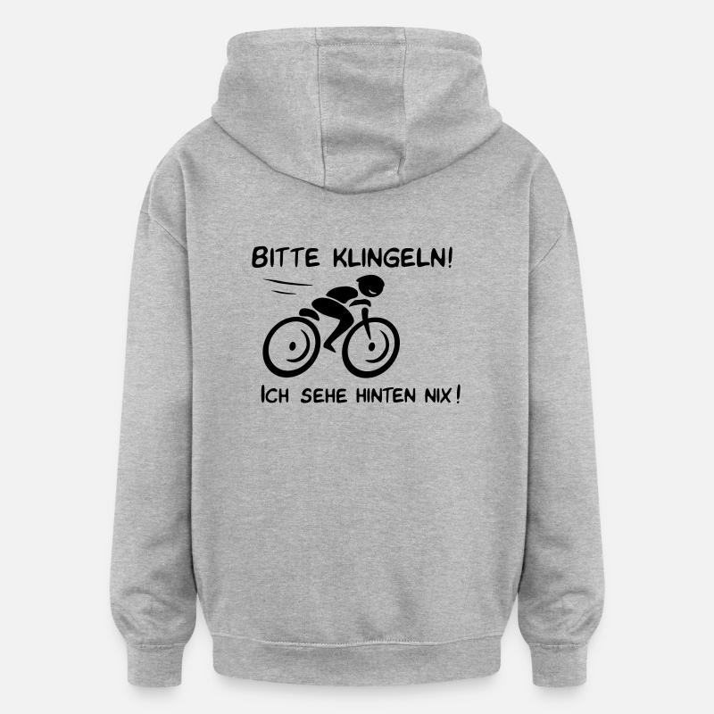 Bitte klingeln! Radfahrer-Hund - Oversized Unisex Hoodie - Grau meliert