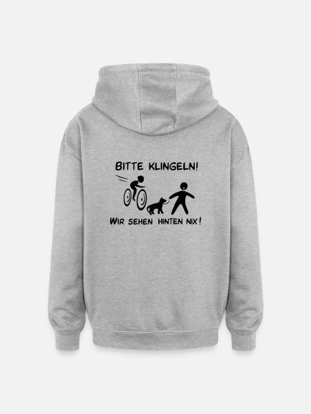 Bitte klingeln! Radfahrer-Hund - Oversized Unisex Hoodie - Grau meliert