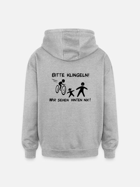 Bitte klingeln! Radfahrer-Kind - Oversized Unisex Hoodie - Grau meliert