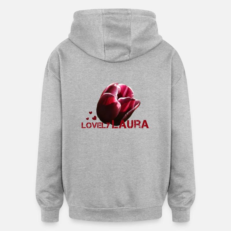 Laura - Sweat à capuche oversize unisexe - gris chiné