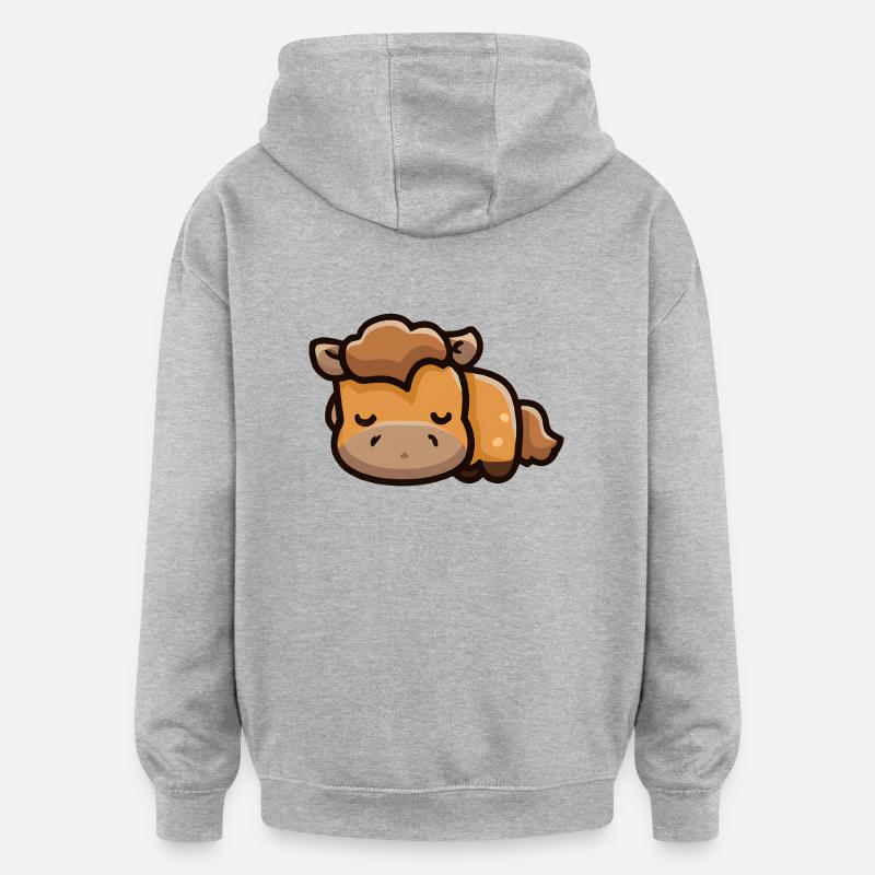 Joli cheval dort - Sweat à capuche oversize unisexe - gris chiné