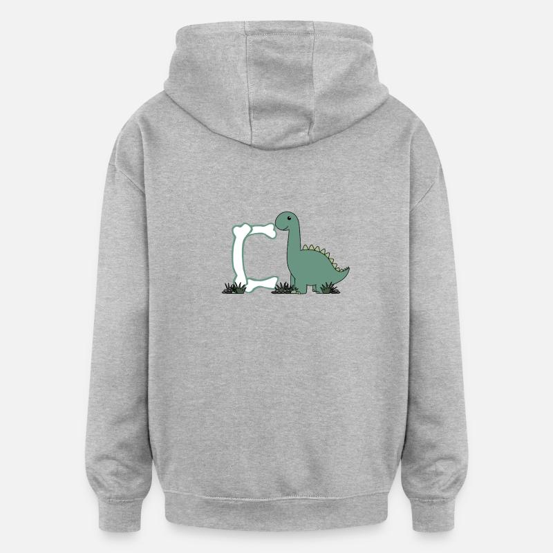Lettre C - Sweat à capuche oversize unisexe - gris chiné