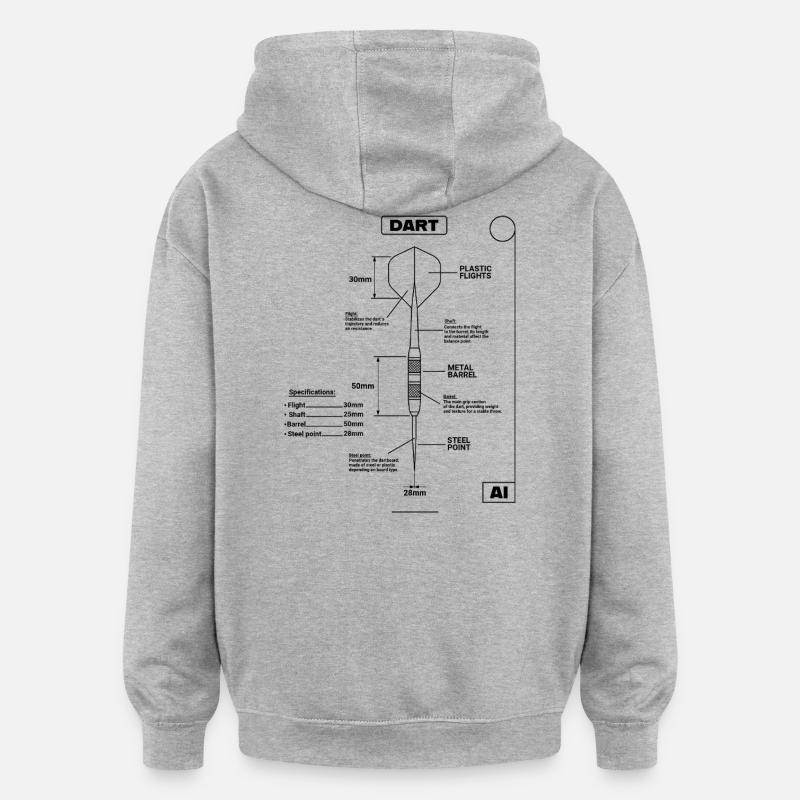 Plan de Fléchettes, Fléchettes - Sweat à capuche oversize unisexe - gris chiné