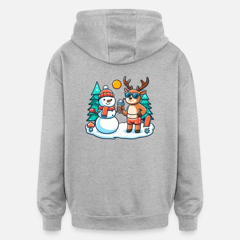Noël Gnome Zombie - Sweat à capuche oversize unisexe - gris chiné