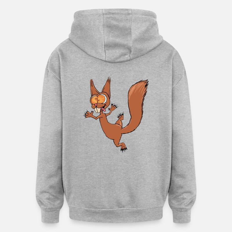 Écureuil - Sweat à capuche oversize unisexe - gris chiné