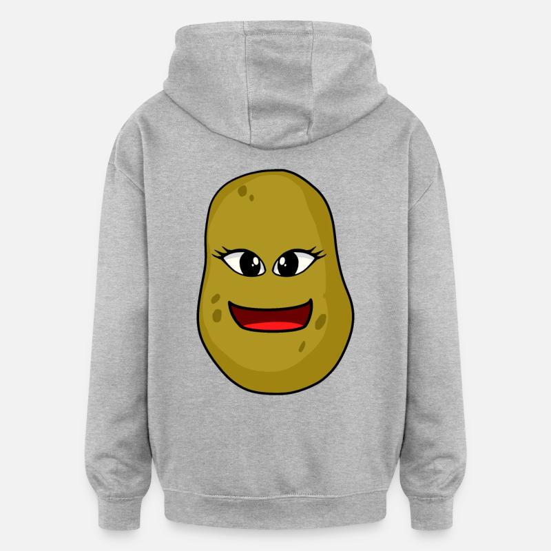 friendly potato face faces potatoes - Oversized Unisex Hoodie - heather grey