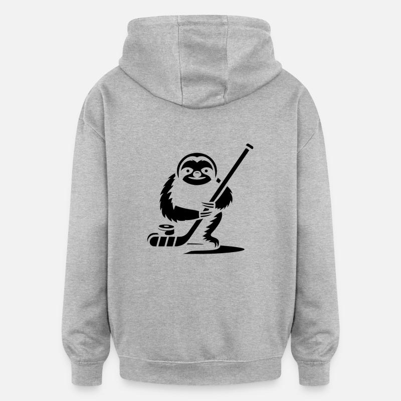 Faultier Eishockey Silhouette - Oversized Unisex Hoodie - Grau meliert