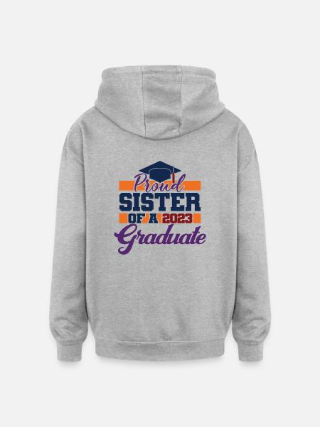 Stolt søster til en gradueringsgave i 2023 - Oversize unisex hoodie - grå meleret