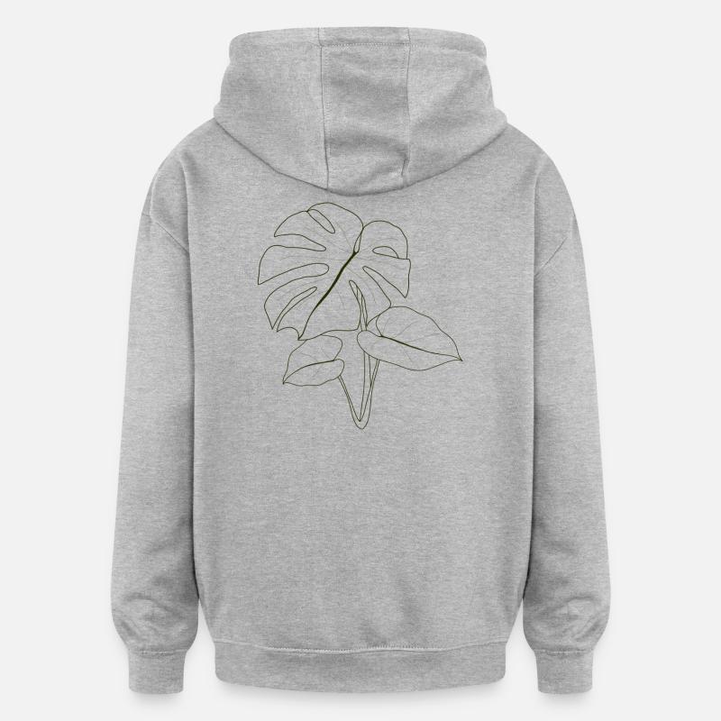 Plante Monstera - Sweat à capuche oversize unisexe - gris chiné