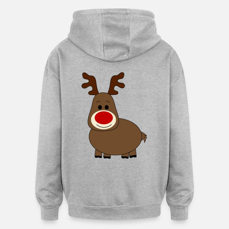 Noël des rennes - Sweat à capuche oversize unisexe - gris chiné