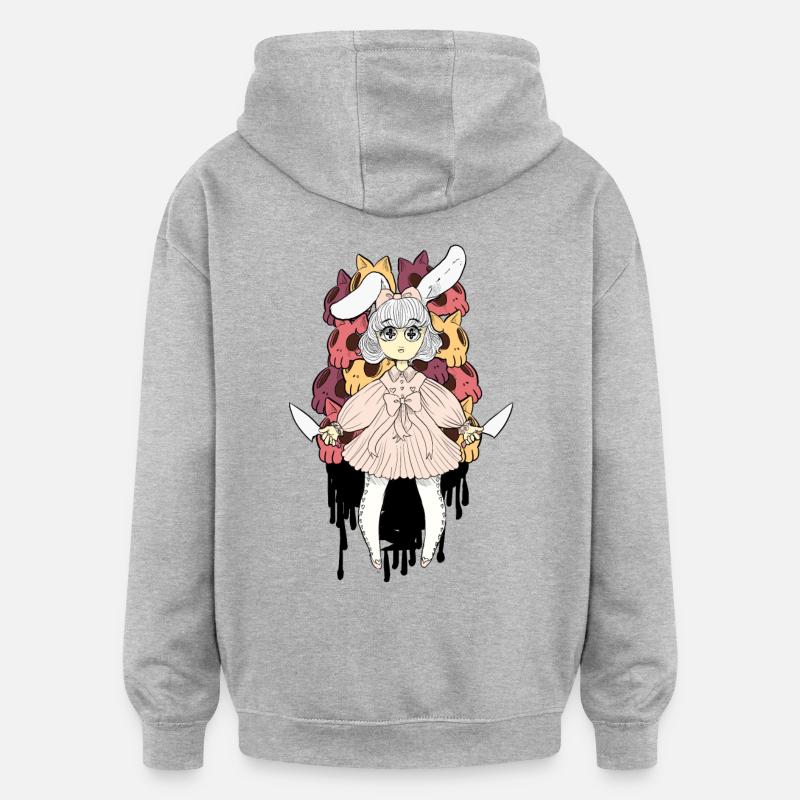 FunnyBunny - Sweat à capuche oversize unisexe - gris chiné