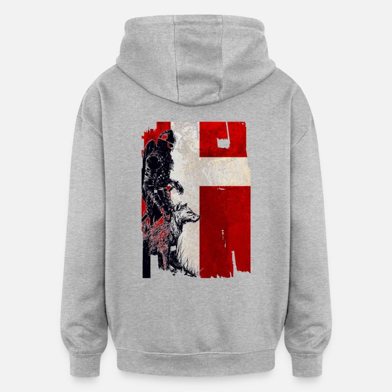 Viking Wolf Danemark - Sweat à capuche oversize unisexe - gris chiné