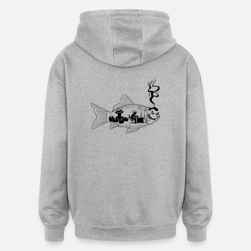 the fish stinks from the head - Oversized Unisex Hoodie - heather grey