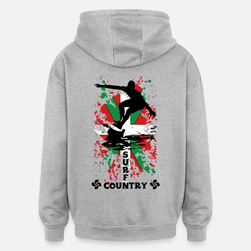 Basque surf country - Sweat à capuche oversize unisexe - gris chiné